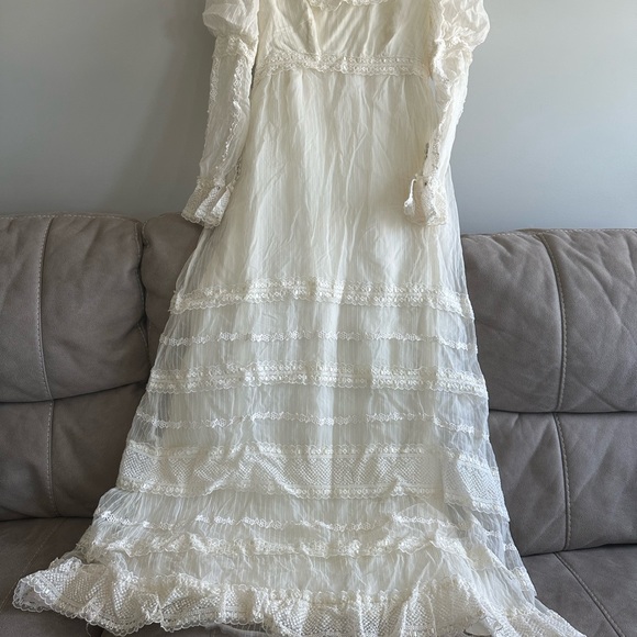 Stunning vintage 70s wedding gown - empire waist regency renaissance style - Picture 6 of 10